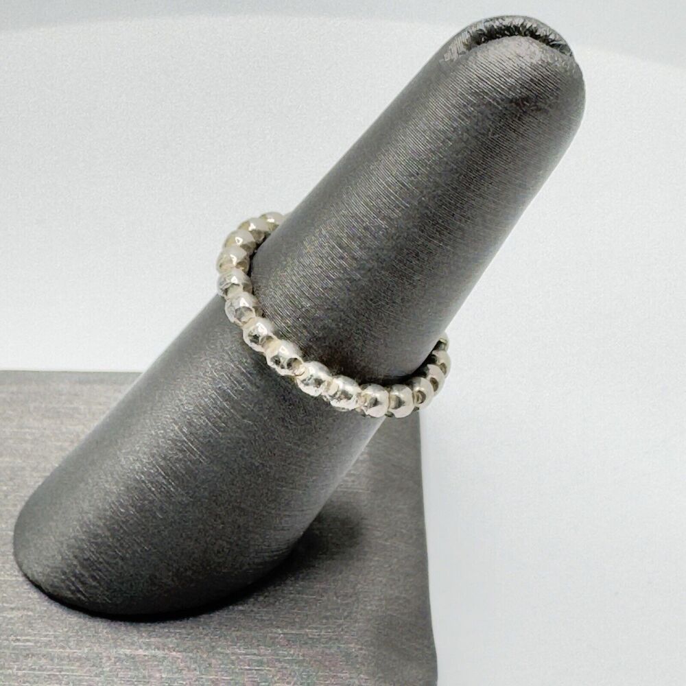 Sterling Silver 925 Dot Bead Design Stacking Band Ring Size 6.25 Dainty Handmade - Picture 2 of 8